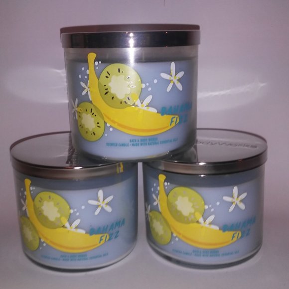 Set of 3 Bath &‎ Body Works Scented Candle 3 Wick Bahama Fizz - Picture 1 of 7